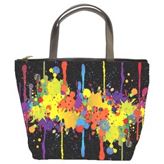 Crazy Multicolored Double Running Splashes Horizon Bucket Bags by EDDArt