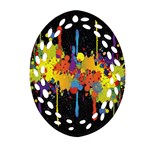 Crazy Multicolored Double Running Splashes Horizon Ornament (Oval Filigree)  Front