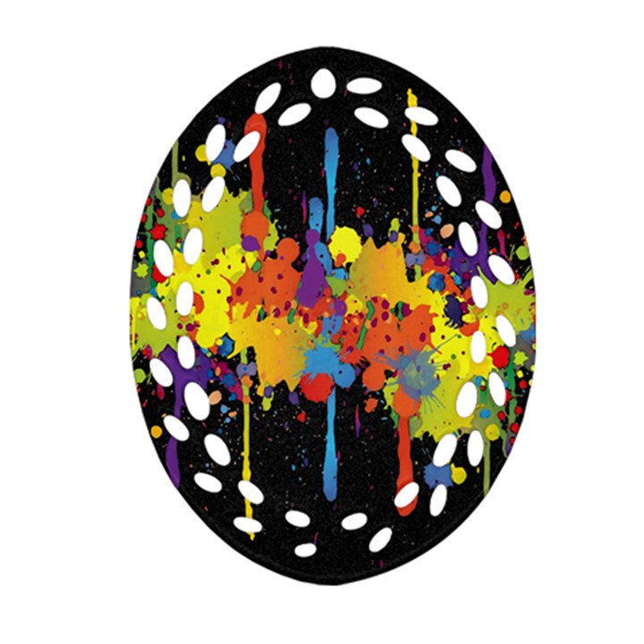 Crazy Multicolored Double Running Splashes Horizon Ornament (Oval Filigree) 