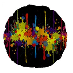 Crazy Multicolored Double Running Splashes Horizon Large 18  Premium Round Cushions