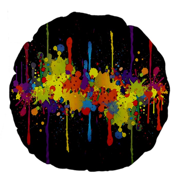 Crazy Multicolored Double Running Splashes Horizon Large 18  Premium Flano Round Cushions