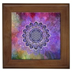 Flower Of Life Indian Ornaments Mandala Universe Framed Tiles by EDDArt