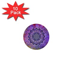 Flower Of Life Indian Ornaments Mandala Universe 1  Mini Buttons (10 Pack)  by EDDArt