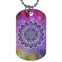 Flower Of Life Indian Ornaments Mandala Universe Dog Tag (one Side) by EDDArt