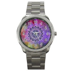 Flower Of Life Indian Ornaments Mandala Universe Sport Metal Watch by EDDArt