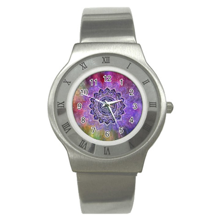 Flower Of Life Indian Ornaments Mandala Universe Stainless Steel Watch