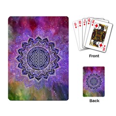 Flower Of Life Indian Ornaments Mandala Universe Playing Card by EDDArt