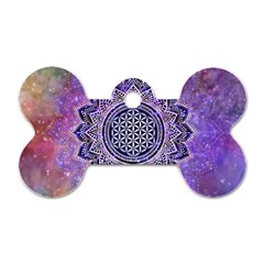 Flower Of Life Indian Ornaments Mandala Universe Dog Tag Bone (one Side) by EDDArt