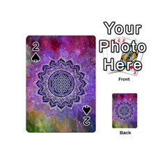 Flower Of Life Indian Ornaments Mandala Universe Playing Cards 54 (mini)  by EDDArt