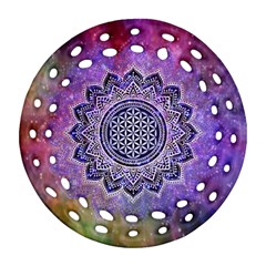 Flower Of Life Indian Ornaments Mandala Universe Round Filigree Ornament (2side) by EDDArt