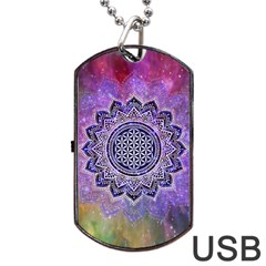 Flower Of Life Indian Ornaments Mandala Universe Dog Tag Usb Flash (one Side) by EDDArt