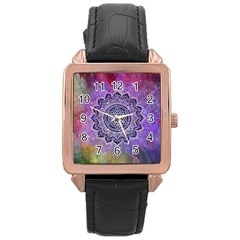 Flower Of Life Indian Ornaments Mandala Universe Rose Gold Leather Watch 