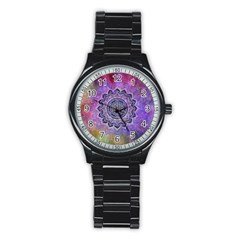 Flower Of Life Indian Ornaments Mandala Universe Stainless Steel Round Watch