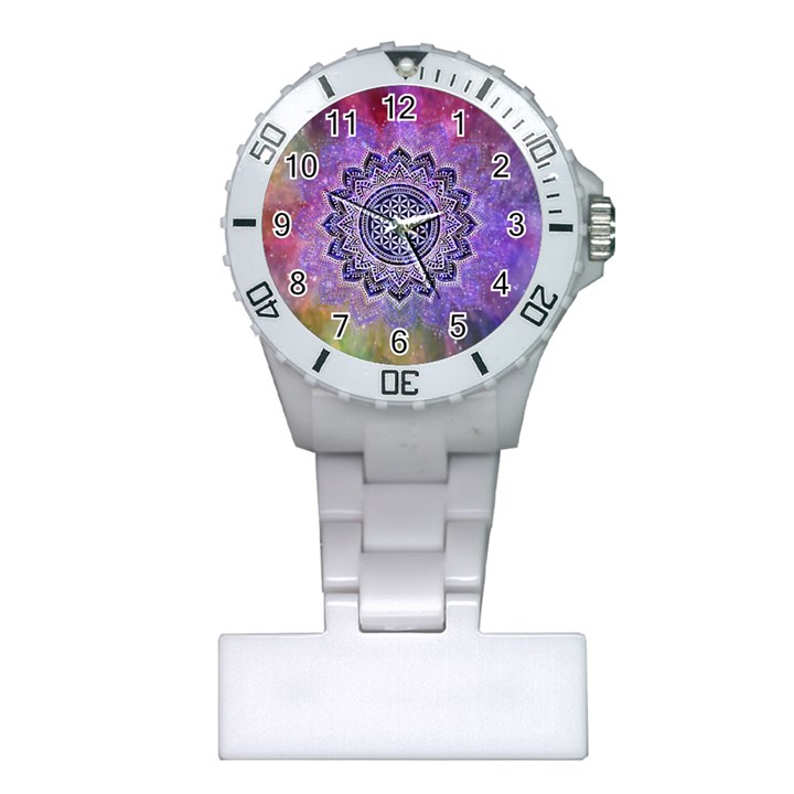 Flower Of Life Indian Ornaments Mandala Universe Plastic Nurses Watch