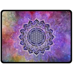 Flower Of Life Indian Ornaments Mandala Universe Double Sided Fleece Blanket (large)  by EDDArt