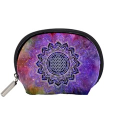 Flower Of Life Indian Ornaments Mandala Universe Accessory Pouches (small)  by EDDArt