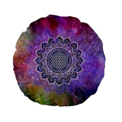 Flower Of Life Indian Ornaments Mandala Universe Standard 15  Premium Flano Round Cushions by EDDArt