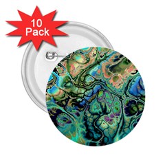 Fractal Batik Art Teal Turquoise Salmon 2 25  Buttons (10 Pack)  by EDDArt