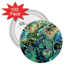 Fractal Batik Art Teal Turquoise Salmon 2 25  Buttons (100 Pack)  by EDDArt