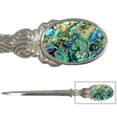 Fractal Batik Art Teal Turquoise Salmon Letter Openers