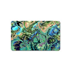 Fractal Batik Art Teal Turquoise Salmon Magnet (name Card)