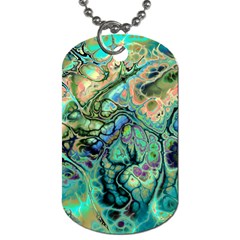 Fractal Batik Art Teal Turquoise Salmon Dog Tag (one Side) by EDDArt