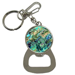 Fractal Batik Art Teal Turquoise Salmon Bottle Opener Key Chains