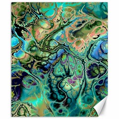 Fractal Batik Art Teal Turquoise Salmon Canvas 8  X 10  by EDDArt