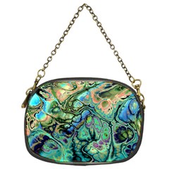 Fractal Batik Art Teal Turquoise Salmon Chain Purses (one Side)  by EDDArt