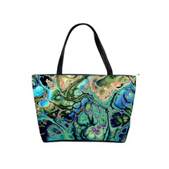 Fractal Batik Art Teal Turquoise Salmon Shoulder Handbags by EDDArt