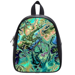 Fractal Batik Art Teal Turquoise Salmon School Bags (small)  by EDDArt