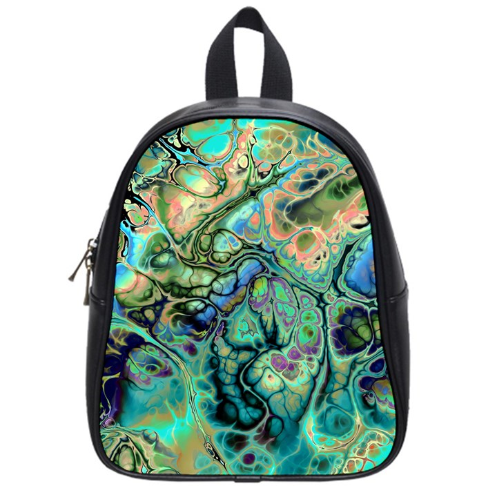 Fractal Batik Art Teal Turquoise Salmon School Bags (Small) 