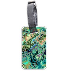 Fractal Batik Art Teal Turquoise Salmon Luggage Tags (one Side)  by EDDArt