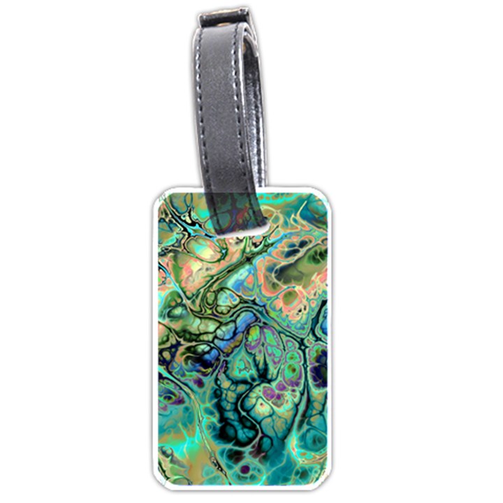 Fractal Batik Art Teal Turquoise Salmon Luggage Tags (One Side) 