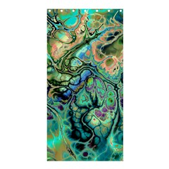 Fractal Batik Art Teal Turquoise Salmon Shower Curtain 36  X 72  (stall)  by EDDArt