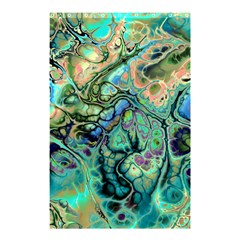 Fractal Batik Art Teal Turquoise Salmon Shower Curtain 48  X 72  (small)  by EDDArt