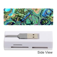 Fractal Batik Art Teal Turquoise Salmon Memory Card Reader (stick)  by EDDArt