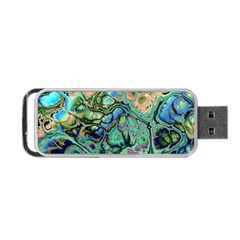 Fractal Batik Art Teal Turquoise Salmon Portable Usb Flash (one Side) by EDDArt