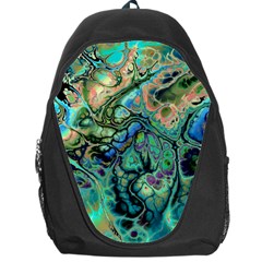 Fractal Batik Art Teal Turquoise Salmon Backpack Bag