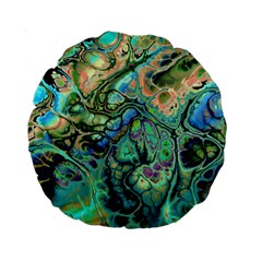 Fractal Batik Art Teal Turquoise Salmon Standard 15  Premium Round Cushions by EDDArt