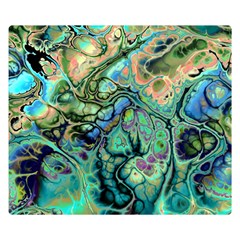 Fractal Batik Art Teal Turquoise Salmon Double Sided Flano Blanket (small)  by EDDArt