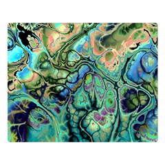 Fractal Batik Art Teal Turquoise Salmon Double Sided Flano Blanket (large)  by EDDArt