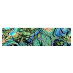 Fractal Batik Art Teal Turquoise Salmon Satin Scarf (Oblong) Front