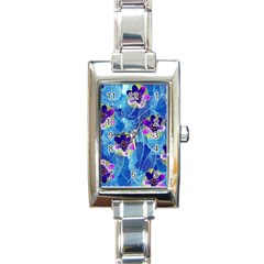 Purple Flowers Rectangle Italian Charm Watch