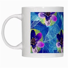 Purple Flowers White Mugs