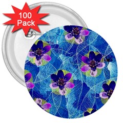 Purple Flowers 3  Buttons (100 pack) 