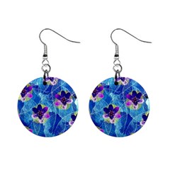 Purple Flowers Mini Button Earrings