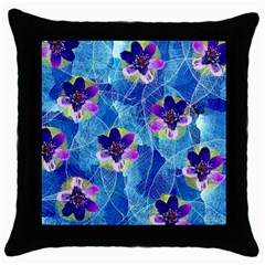 Purple Flowers Throw Pillow Case (Black)