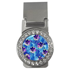 Purple Flowers Money Clips (CZ) 