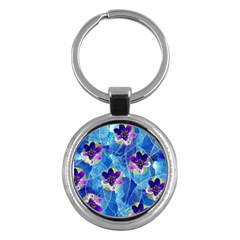 Purple Flowers Key Chains (Round) 